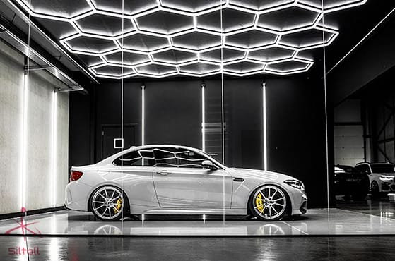 hexagon car care lights for showroom