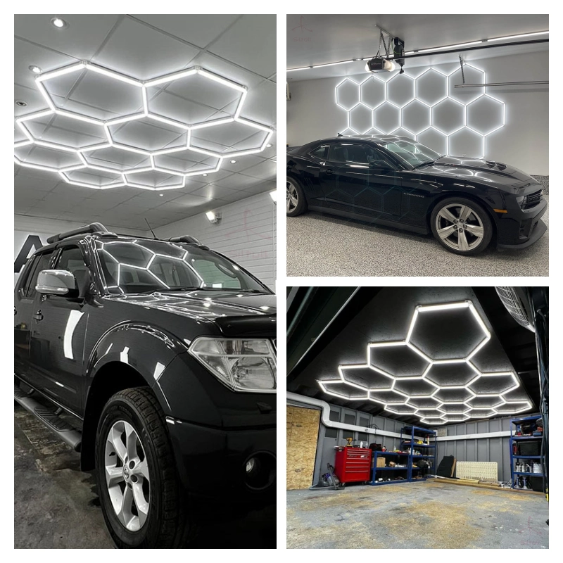 Comparison of 10-grid, 15-grid, and 18-grid hexagon garage light configurations